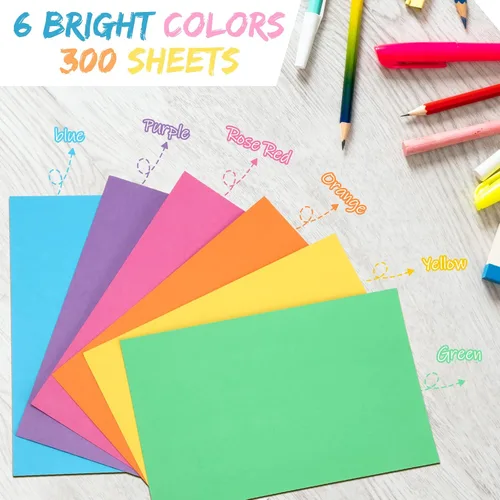 Miniatura 3 de Fainne 300 piezas de 5 x 8 pulgadas, tarjetas de índice en blanco, 180 g/m², cartulina gruesa, colores surtidos, tarjetas en blanco de neón