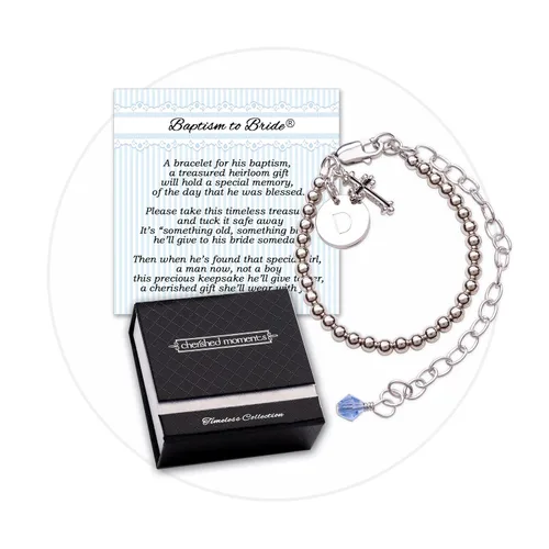 Miniatura 7 de Cherished Moments Pulsera de bautismo a novia de regalo para niñas pequeñas en plata de ley 925 o chapado en oro de 14 quilates con perlas