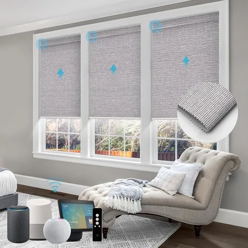 Miniatura 21 de SmartWings Persianas Motorizadas con Sombras para Ventana Control Remoto Funciona con Thread Apple Homekit Z-Wave Alexa 100% Blackout de Doble Cara