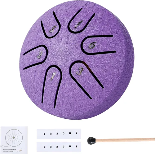 Miniatura 17 de Yahpetes Tambor de lengua de acero, instrumento de percusión musical, tambor de lluvia de metal para exterior, 6 pulgadas, 11 notas, tecla C