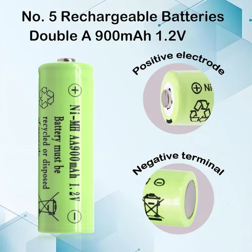 Miniatura 5 de 1.2 voltios AA tamaño 900mAh pilas solares recargables de luz solar, doble A NIMH de gama alta para luces solares al aire libre, tira de luces LED
