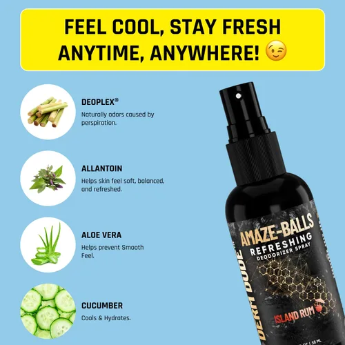 Miniatura 43 de Derm Dude Amaze Ball - Desodorante en aerosol para hombres Spray antirozaduras para ingle y saco con DeoPlex y aloe vera Control de olores