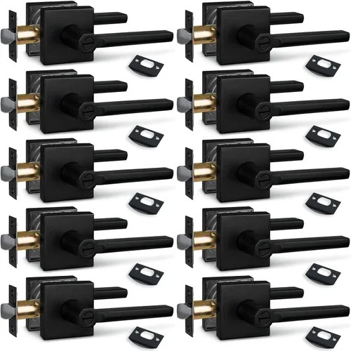 Miniatura 58 de NEWBANG Palanca de puerta de cama/baño para privacidad Baño e interior Manija de cerradura de puerta en negro mate envejecido, HD1601-DB-BK-1P