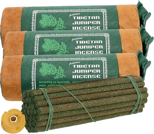 Incienso de enebro tibetano antiguo para meditación, yoga, oración, medicina aromática, alivio del estrés, calma, paquete de 3, 30 varillas por