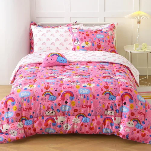 Miniatura 31 de Mooreeke Juego de edredón individual para niños de 6 piezas, juego de ropa de cama azul para adolescentes, microfibra de dinosaurio, cama para niños