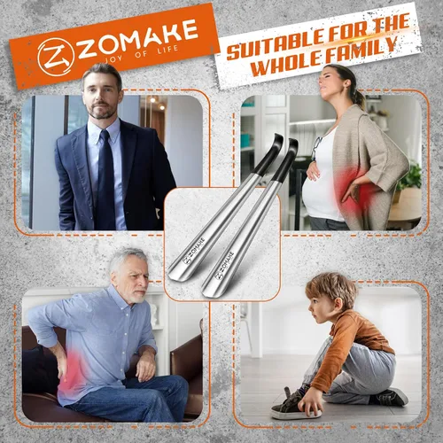 Miniatura 6 de ZOMAKE Calzador de Mango Largo para Personas Mayores Hombres Mujeres, Calzador Largo de Metal para Botas, Ayudador Cuchara de Zapatos de Acero
