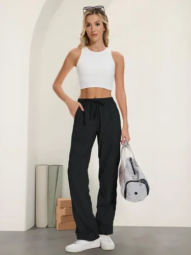 Miniatura 9 de SEVEGO Pantalones de entrepierna alta para mujeres de 76,2 cm/81,28 cm/86,36 cm/91,44 cm, ligeros para estudio de baile, con arrugues, pantalones