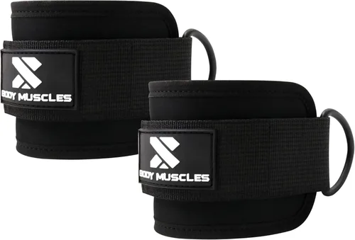 Correas de tobillo para máquinas de cable para mujeres y hombres – Accesorio de cable de tobillo para gimnasio para patadas, entrenamientos de Negro