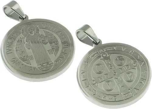 Miniatura 3 de San Benito - Medalla Católica de San Benito - 1102in de diámetro - Joyas de San Benito con cadena