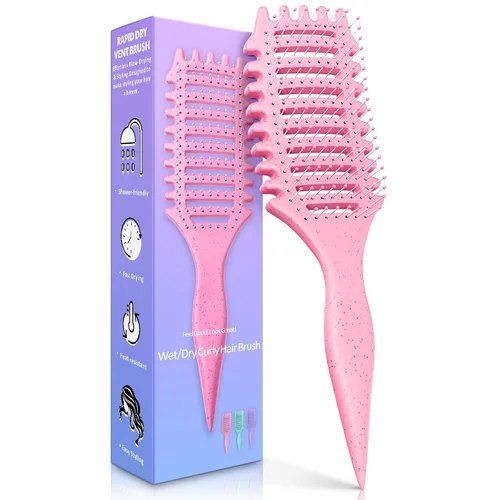 Miniatura 10 de Cepillo de pelo rizado para mujeres y hombres, cepillo 4 en 1 para definir y desenredar rizos - Cepillos antiencrespamiento antiestáticos
