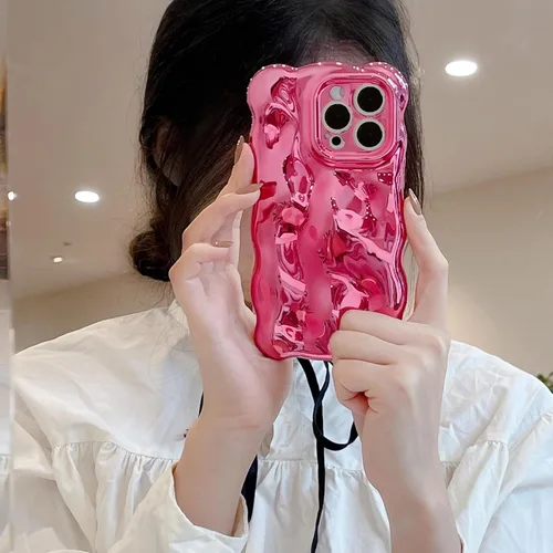Miniatura 2 de JANDM Funda para iPhone 13 Pro, 3D Wave Bubble Shape Ripple Chrome Pattern Soft Non-Yellowing Case Glitter Shiny Camera Shockproof Women Girls Cover