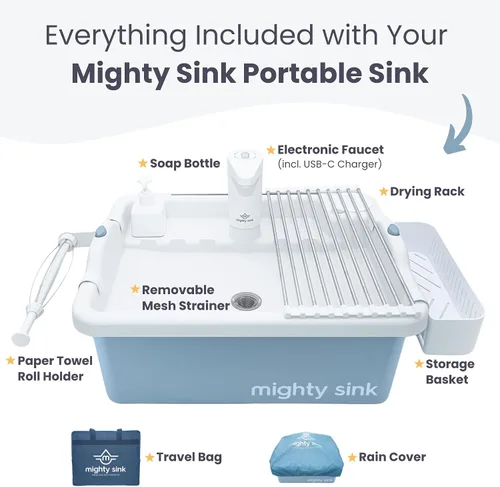 Miniatura 7 de Fregadero portátil Mighty Sink: Estación de lavado patentada con grifo electrónico 2 galones Fácil instalación