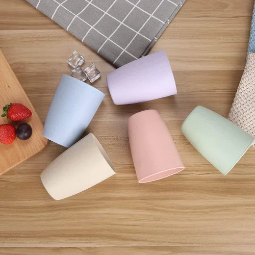 Miniatura 5 de Vaso reutilizable de paja de trigo (12 onzas), juego de vasos irrompibles para el hogar y al aire libre, vaso apto para lavavajillas, sin BPA