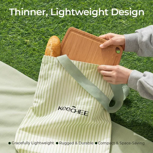 Miniatura 9 de Keechee Tabla de cortar de bambú apta para lavavajillas, tabla de cortar de madera ligera y duradera, reversible con ranura para jugos, fácil