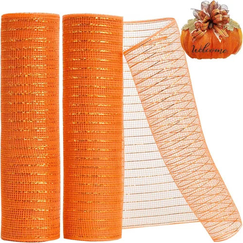Miniatura 9 de TONIFUL 2 rollos de cinta de malla decorativa blanca de 10 pulgadas, malla de tela con papel de aluminio para suministros de corona de malla, corona