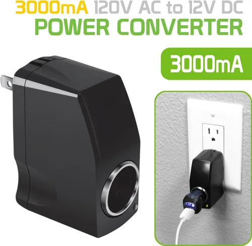Miniatura 2 de Cellet Convertidor de salida de CA a CC de 12 V. Alimentación CA/CC 110 V - 120 V CA a 12 V CC Convertidor de potencia para encendedor
