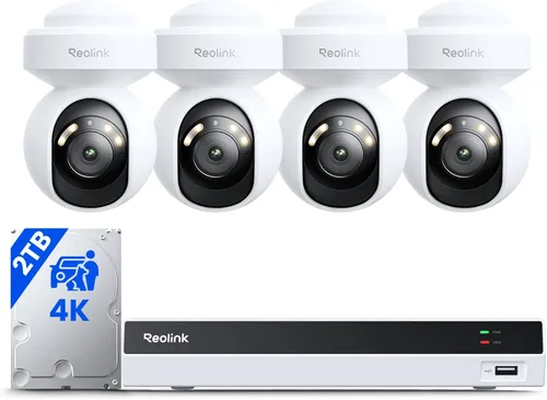 Reolink Sistema de cámara de seguridad 4K con seguimiento automático PT, inclinación de 355 ° Pan 50°, cámaras PoE 4K para vigilancia doméstica con