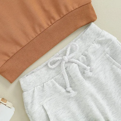 Miniatura 68 de Conjunto de 2 piezas de sudadera de manga larga con cuello redondo y pantalones casuales para bebés y niños pequeños