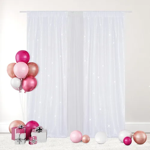 Miniatura 16 de Eternal Beauty Cortinas de fondo de lentejuelas rosadas, 2 paneles de 2 x 8 pies para San Valentín, Navidad, fiesta, cumpleaños, fotografía, boda