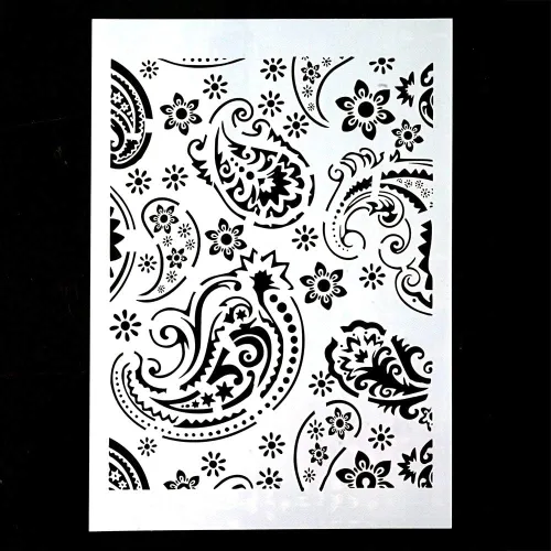 Miniatura 2 de Plantilla decorativa de cachemira para pintar en paredes, muebles y manualidades (tamaño A2)