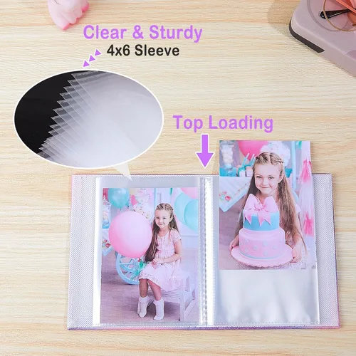 Miniatura 3 de FIODAY Paquete de 2 álbumes de fotos de 4 x 6 pulgadas con purpurina para niños, cada mini álbum tiene capacidad para 52 fotos, álbumes de fotos