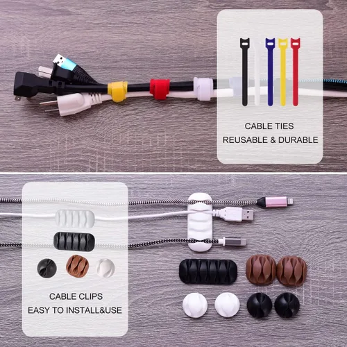 Miniatura 4 de Paquete de 3 cajas de organización de cables con 18 piezas de organización de cables, caja organizadora de cables grande, mediana y pequeña