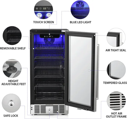 Miniatura 6 de COWSAR Refrigerador de vino de 15 pulgadas para bebidas de 2.9 pies cúbicos. Refrigerador independiente o debajo del mostrador, refrigerador