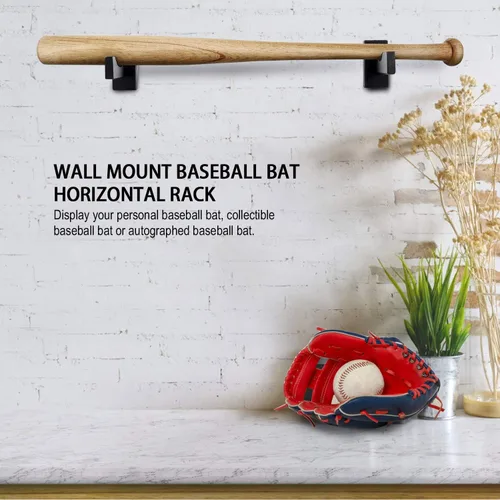 Miniatura 2 de TOBWOLF 2 vitrinas para bates de béisbol, soporte para colgar bates de béisbol, soporte horizontal para bates de béisbol de montaje en pared