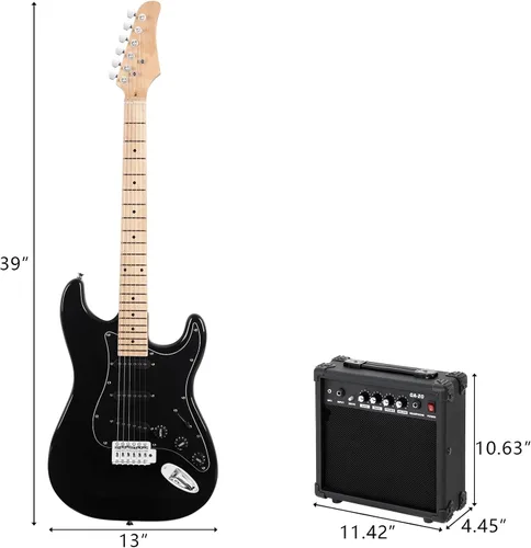 Miniatura 5 de Ktaxon Guitarra eléctrica de 39 pulgadas con amplificador, kit de guitarras eléctricas SSS de tamaño completo de 6 cuerdas con accesorios