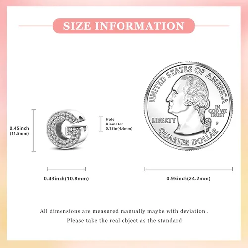 Miniatura 25 de PARCOM Dijes de letras compatibles con pulseras Pandora de plata esterlina S925 con iniciales para pulseras del alfabeto A-Z, cuentas de letras