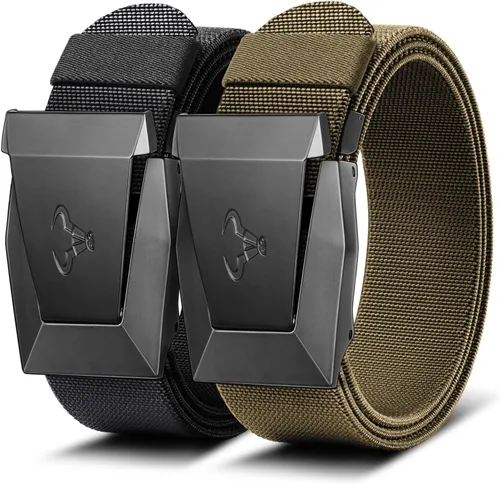 Miniatura 8 de BULLIANT Cinturón para hombre, paquete de 2, cinturón elástico táctico ajustable para aparejador militar, trabajo resistente, 1.5 pulgadas, corte