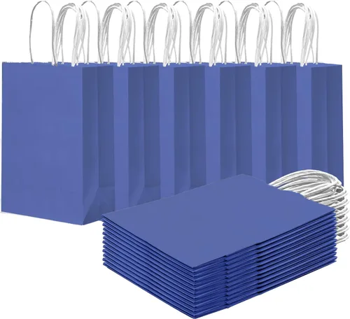 Miniatura 28 de qiqee 24 bolsas de regalo pequeñas con asas a granel de 8.3 x 6 x 3 pulgadas, bolsas de regalo amarillas brillantes, múltiples usos (tamaño pequeño)