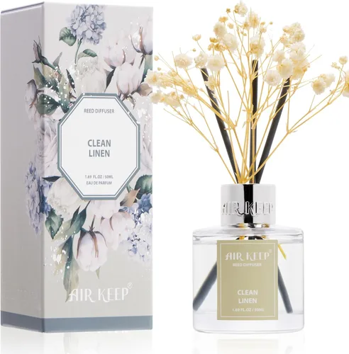 Miniatura 59 de Airkeep Juego de difusor de junco, 3.38 onzas líquidas (3.4 fl oz), difusor de aceite de niebla marina y sal marina con 8 varillas de caña, difusor