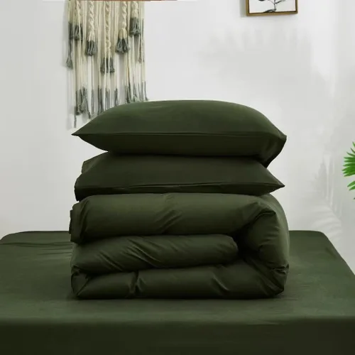 Miniatura 6 de Wellboo Juego de edredón de color verde oscuro, tamaño individual, color verde oliva, bohemio, ropa de cama de algodón para niños y niñas