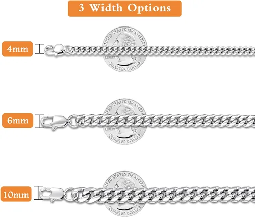 Miniatura 4 de Jewlpire Diamond Cut Miami Mens Cuban Link Chain Necklace Gold Chain Silver Chain for Men Boys Women Hip-Hop Cool Style 316L Stainless Steel18K
