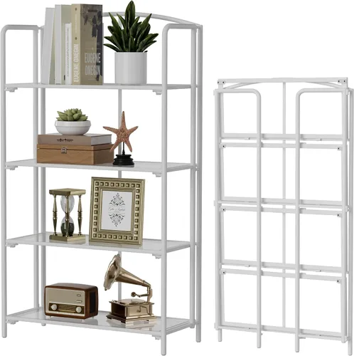 Miniatura 34 de Crofy - Estantería plegable sin montaje para sala de estar, estantería plegable de 2 niveles en color negro para oficina en casa, organizador