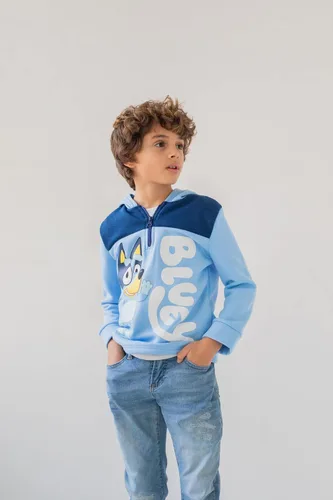 Miniatura 2 de Bluey Sudadera con capucha de forro polar con media cremallera para niños pequeños y grandes