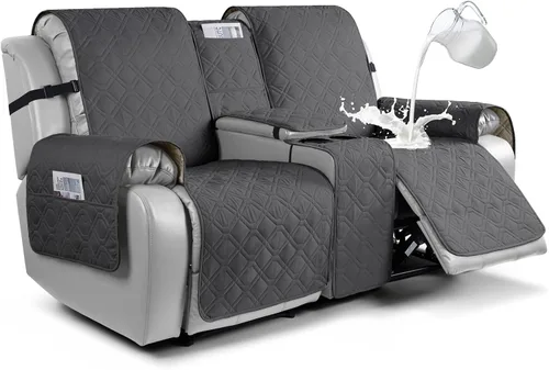 Miniatura 16 de VANSOFY Funda para Sofá de Dos Plazas Reclinable con Consola 100% Impermeable Fundas de Sofá Antideslizantes Funda de Sofá Reclinable Dividida Azuree