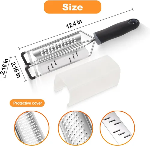 Miniatura 4 de Rallador de queso 3 en 1, rallador de limón, rallador de queso de acero inoxidable de mano, rallador de manivela de mano, utensilios de cocina