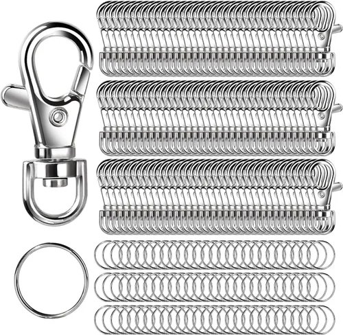 Miniatura 11 de LEOBRO 160 piezas de cierres de garra de langosta y llaveros, kit para hacer llaveros, 80 piezas de clips de llavero y 80 piezas de anillos