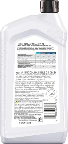 Miniatura 2 de Shell Rotella T4 Triple Protection 15W-40 Aceite de motor, 1 cuarto de galón (paquete de 6)