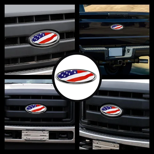 Miniatura 7 de Emblema para rejilla delantera y portón trasero del automóvil, emblema de superposición de bandera americana de 9 pulgadas, emblema de insignia