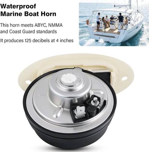 Miniatura 6 de 5190512 12V Bocina Marina Oculta de Montaje Empotrado para Barco de Acero Inoxidable 316