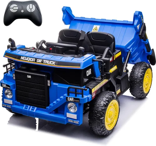 Miniatura 12 de NEWQIDA Camión volcador de 24V para niños, coche eléctrico con control remoto, vehículos de construcción con cama basculante eléctrica, pala