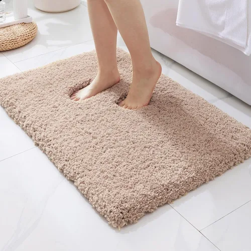 Miniatura 10 de ILANGO Alfombras de Baño Beige 32" × 20" Antideslizantes y Súper Absorbentes Extra Gruesas Suaves, Alfombra de Baño Lavable para Piso, Alfombra