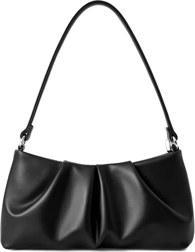 Miniatura 15 de Bolso de noche de piel sintética, bolso de mano fruncido para mujer, con correas de hombro dobles desmontables, bolso cruzado