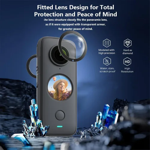 Miniatura 4 de Protector de lente para Insta360 X2, protector de lente extraíble de policarbonato para accesorios Insta 360 X2 (2 juegos - 4 piezas)
