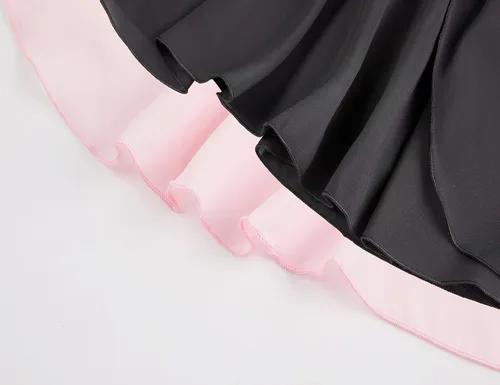 Miniatura 5 de Domusgo Girls Ballet Dance Chiffon Skirt Pull On Ballerina Dancewear for 2-12 Years Old Kids Competition Party Pink Black