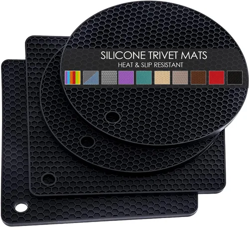Miniatura 44 de Salvamanteles de silicona para platos calientes, soportes multiusos para ollas, 4 unidades, 2 tamaños de 7 pulgadas y 9 pulgadas, resistentes al 03