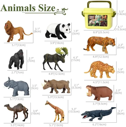 Miniatura 5 de Figuras de juguetes de animales de safari, 12 figuras realistas de animales salvajes de la selva, juego de animales de zoológico africano grande
